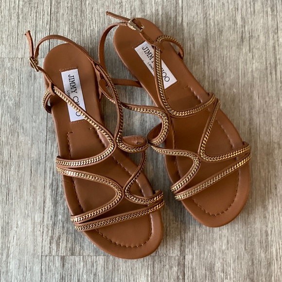 Jimmy Choo Shoes - Jimmy Choo, Leather and Chain Gladiator Sandals